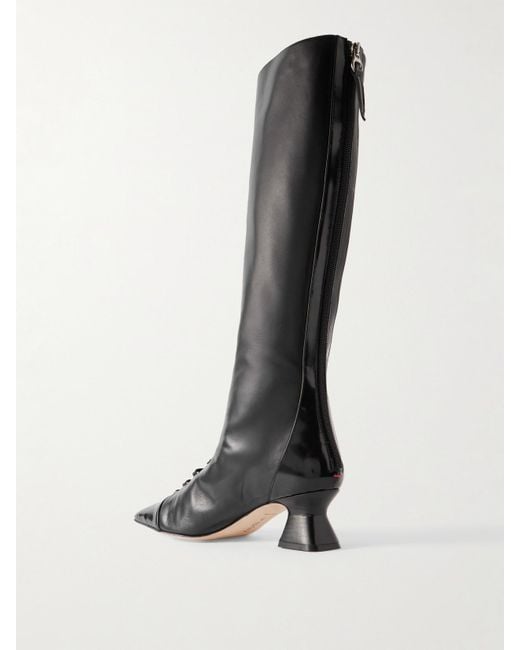 Aeyde Black Mavis Kniehohe Schnürstiefel Aus Leder