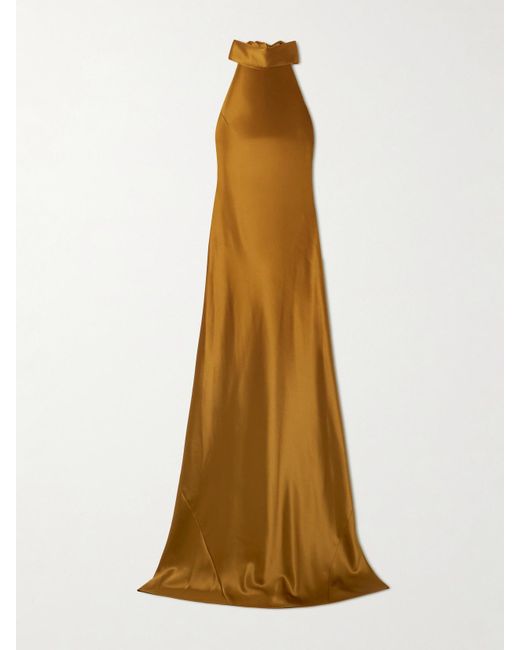 Galvan Natural Sienna Neckholder-Robe Aus Satin