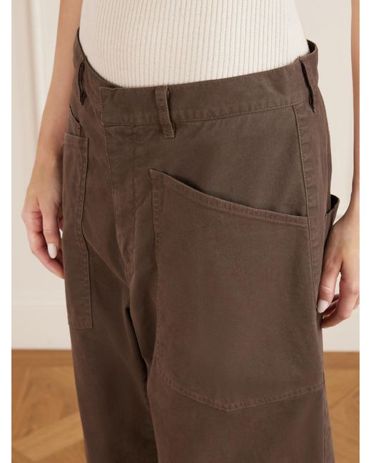 Nili Lotan Brown Shon Cotton-Blend Twill Tapered Pants