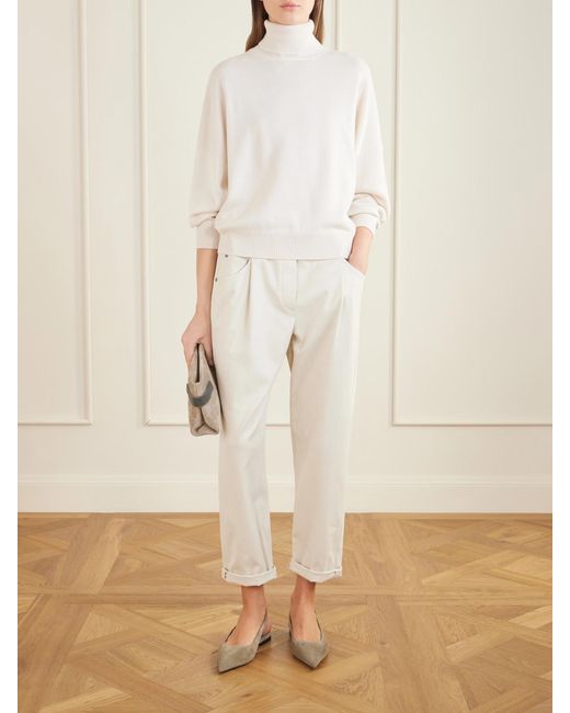 Brunello Cucinelli Natural Cashmere Turtleneck Sweater