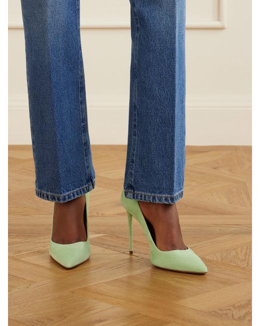 Aquazzura Green Purist 105 Suede Pumps