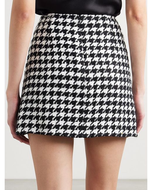 Carolina Herrera Black Minirock Aus Tweed Mit Hahnentrittmuster