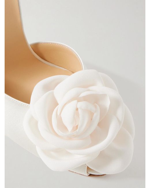 Magda Butrym Natural Appliquéd Satin Mules