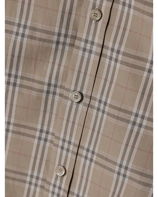 Burberry Natural Buckled Ruched Checked Cotton-Poplin Shirt