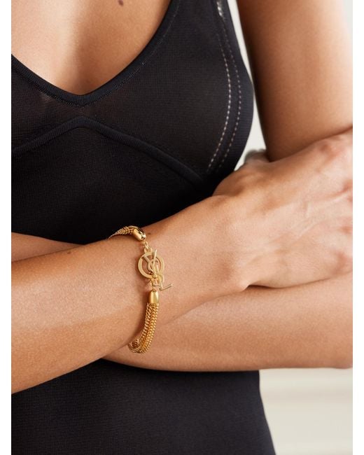 Saint Laurent Natural Cassandre Goldfarbenes Armband