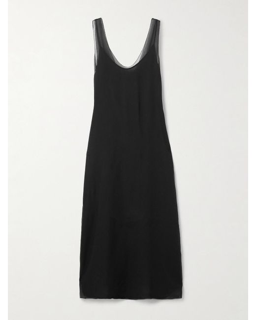 Robe Midi En Mousseline De Soie À Superposition Totême  en coloris Black
