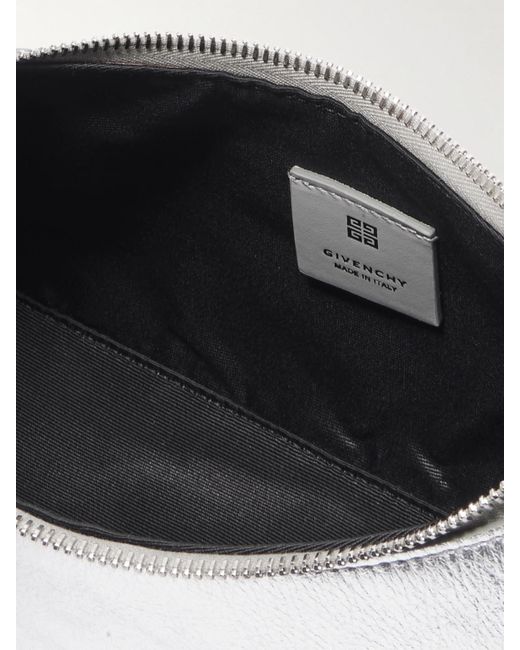 Givenchy Gray Lucky Lock Small Embellished Metallic Textured-Leather Shoulder Bag