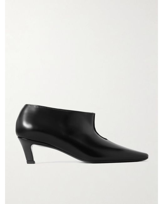 Totême  Black The Wide Shaft Glossed-Leather Ankle Boots
