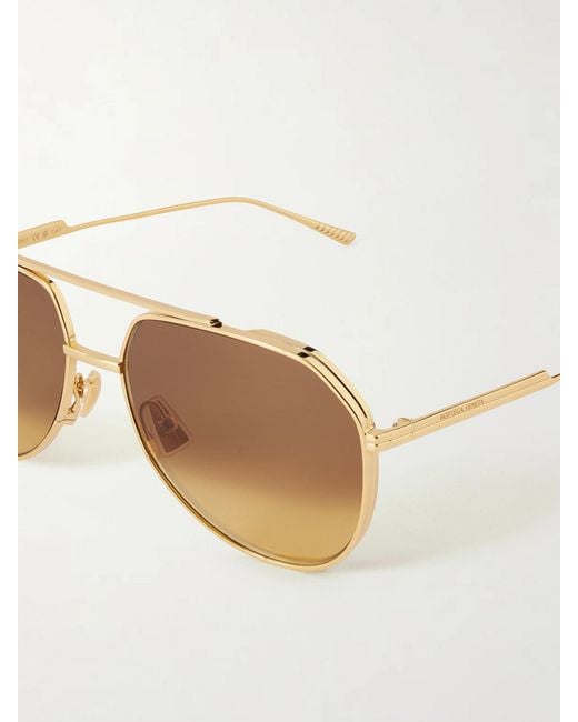 Bottega Veneta Metallic Aviator-Style Metal Sunglasses