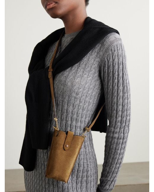 Metier Brown Minimalist Double Suede Shoulder Bag