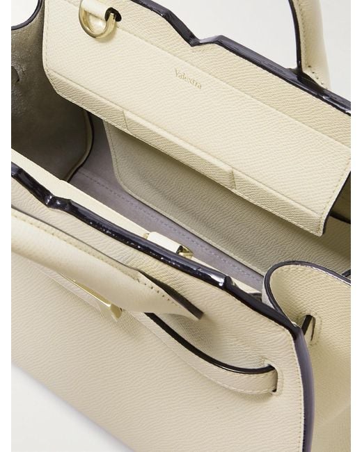 Valextra Natural Milano Mini Textured-Leather Tote