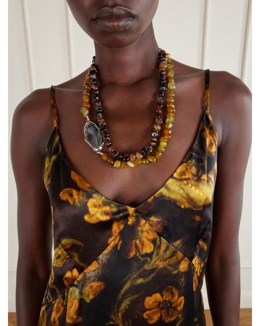 Dries Van Noten Metallic Tone Multi-Stone Necklace