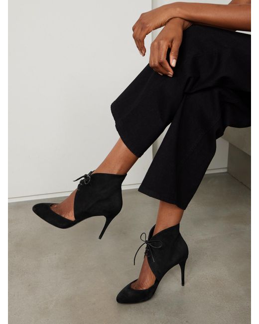 Alaïa Black Cutout Suede Ankle Boots