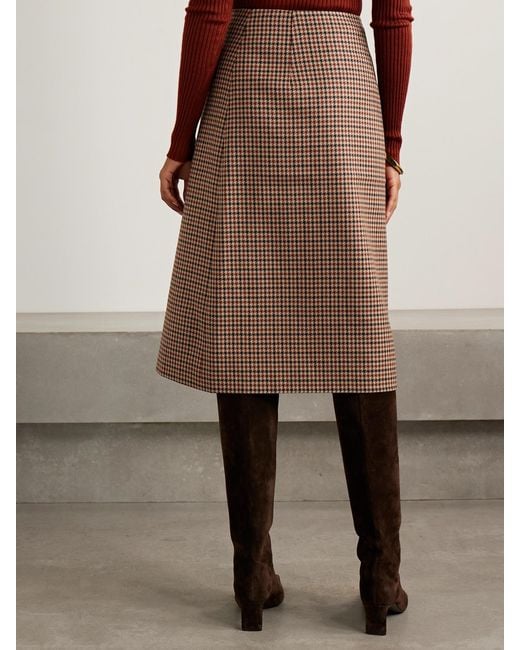 Cara Cara Brown Luca Embellished Houndstooth Cotton-Blend Tweed Wrap Midi Skirt