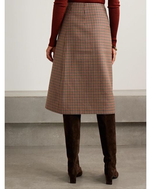 Jupe Midi Portefeuille En Tweed De Coton Mélangé Pied-De-Poule À Ornements Luca Cara Cara en coloris Brown