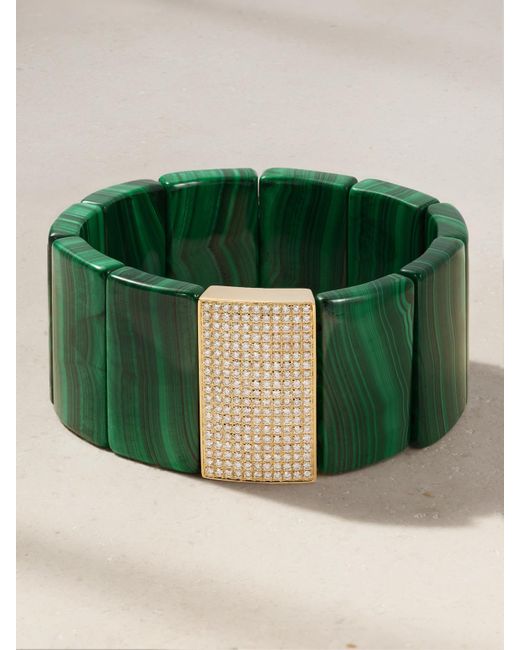 Sydney Evan Green Large Spacer 14-Karat, Malachite And Diamond Bracelet