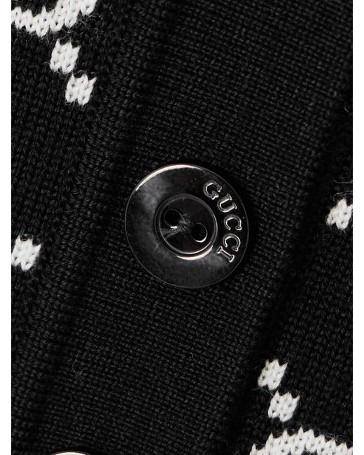 Gucci Black Wendbares Poloshirt Aus Gg Wolljacquard, Grösse