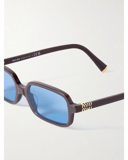 Miu Miu Blue Rectangular-Frame Acetate Sunglasses
