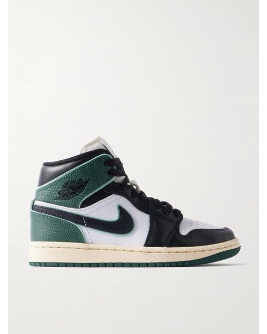 Nike Green Air Jordan 1 Mid Se Sneakers Aus Glattleder Und Leder Mit Eidechseneffekt