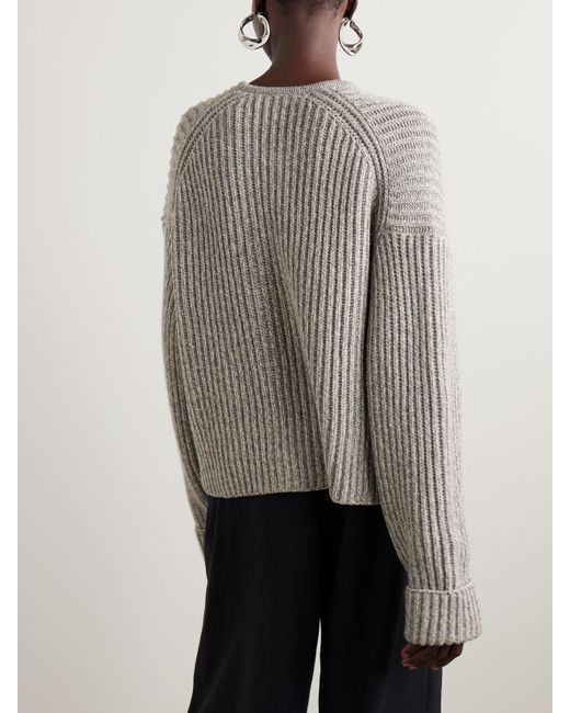 Proenza Schouler Gray Azura Ribbed Wool Cardigan