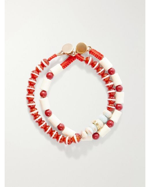 Roxanne Assoulin Red Set Of Two Paprika Agate Beaded Bracelets
