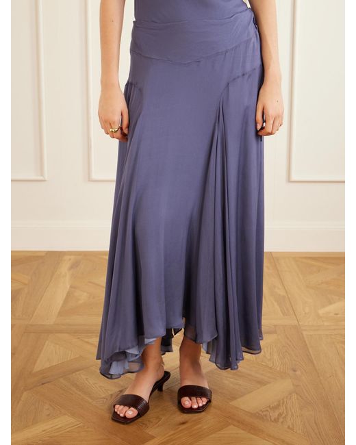 Kallmeyer Blue Alyse Silk-Chiffon Midi Dress