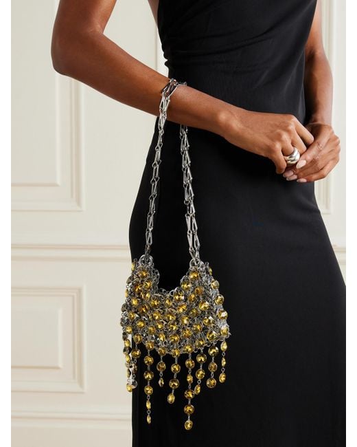 Rabanne White 1969 Nano Crystal-Embellished Chainmail Shoulder Bag
