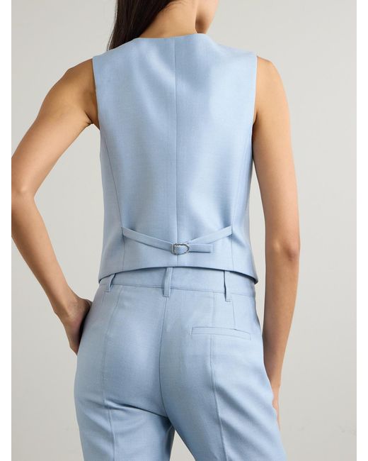 Gabriela Hearst Blue Coleridge Wool, Silk And Linen-Blend Vest