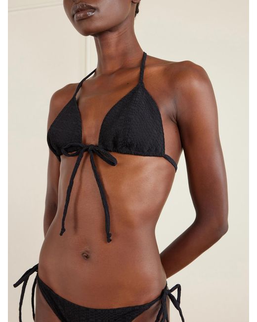 Lisa Marie Fernandez Black Seerscuker Triangle Bikini