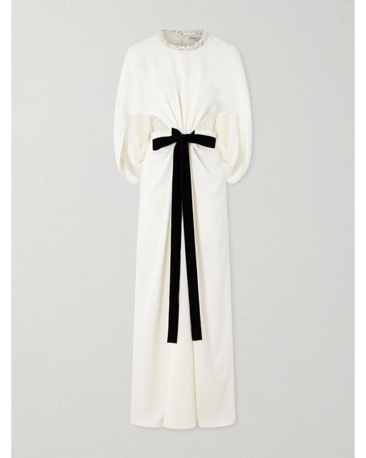 Jonathan Simkhai Natural Annette Cape-Effect Crystal-Embellished Crepe Gown