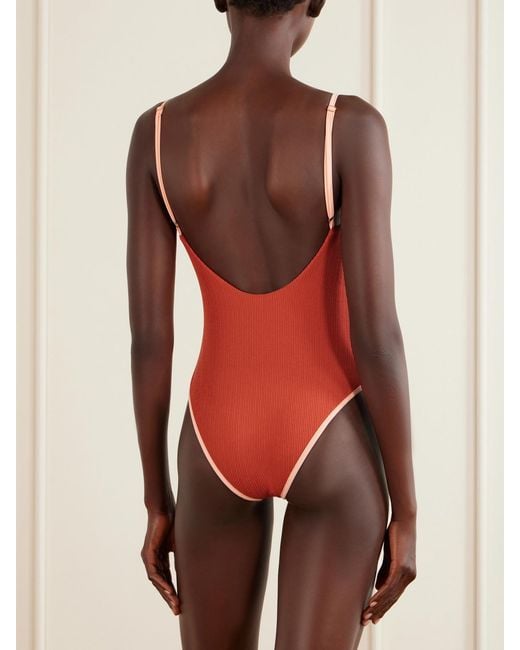 Johanna Ortiz Red Sundown Dust Ribbed Swimsuit
