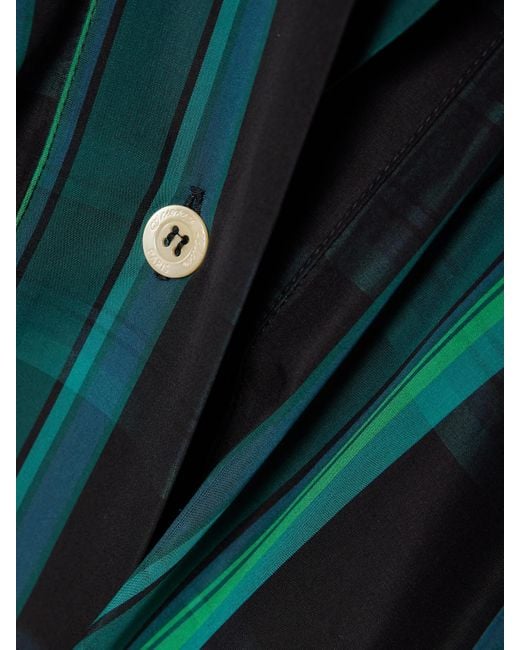 Thierry Colson Green Venetia Midikleid Aus Karierter Baumwollpopeline Mit Raffungen