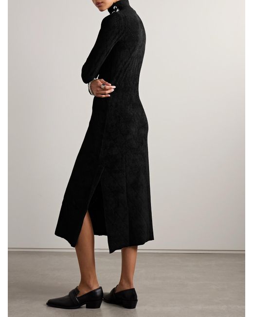 Proenza Schouler Black Pointelle-Knit Chenille Midi Dress