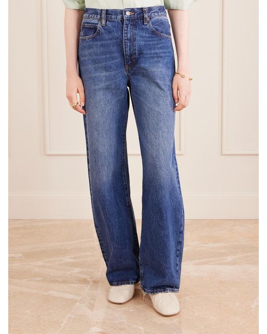 FRAME Blue High Rise Curve High-Rise Wide-Leg Jeans