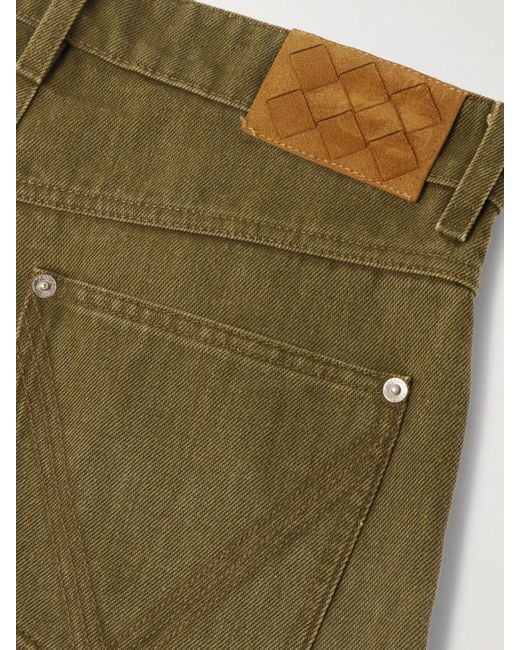 Bottega Veneta Green Appliquéd High-Rise Wide-Leg Jeans