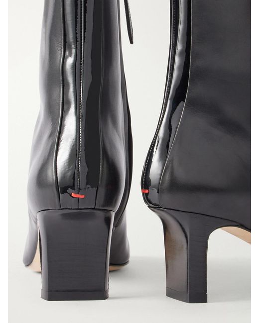 Aeyde Black Billie Stripe 55 Patent-Trimmed Leather Ankle Boots