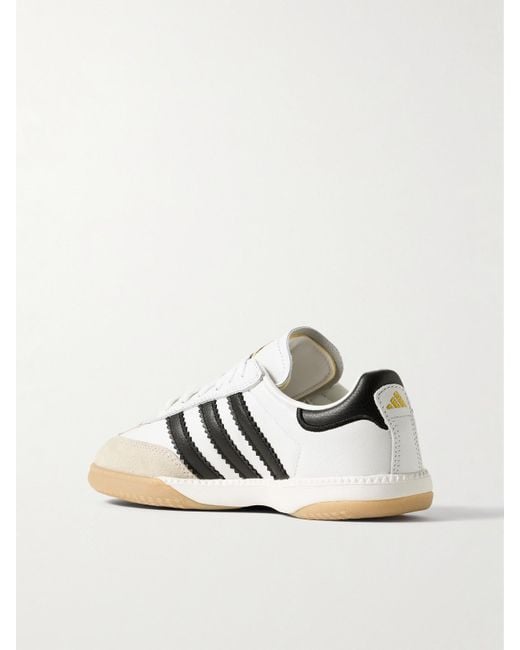 Adidas Originals White Samba Mn Suede-Trimmed Leather Sneakers