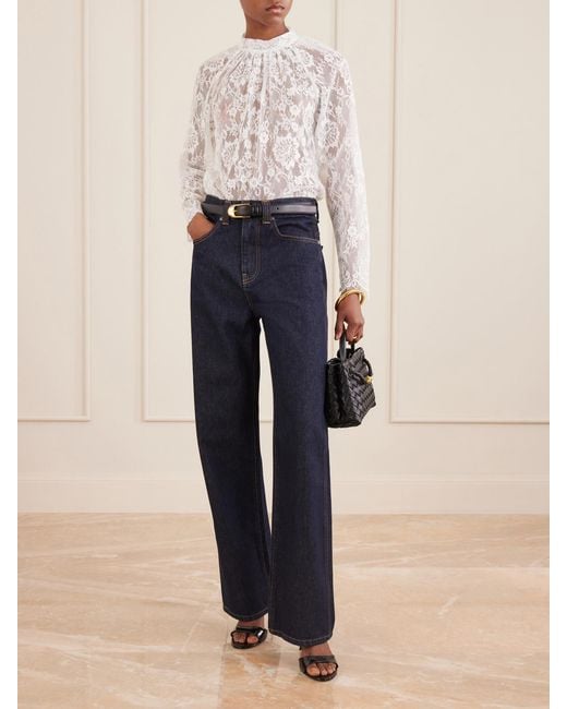 Self-Portrait White Scalloped Lace Blouse