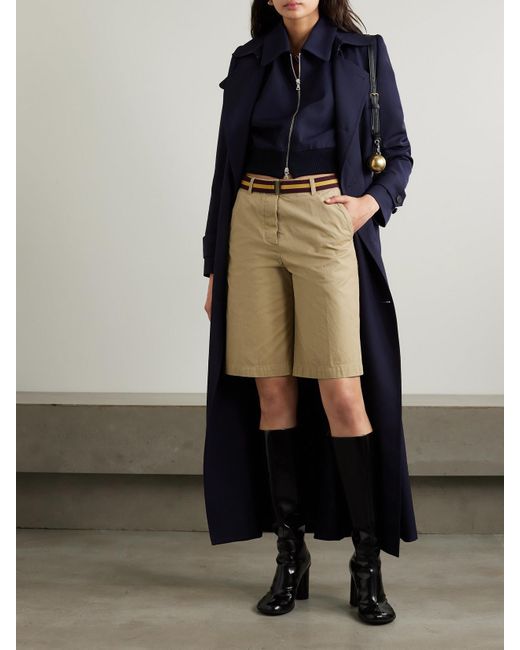 Dries Van Noten Natural Shorts Aus Baumwoll-Twill Mit Gürtel