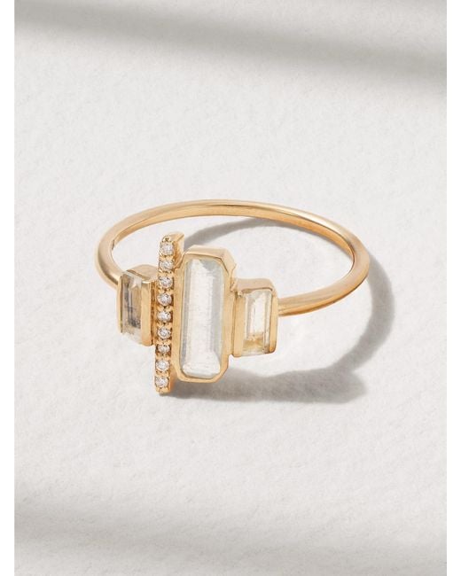 Melissa Joy Manning White Cityscape 14-Karat Recycled, Aquamarine And Diamond Ring