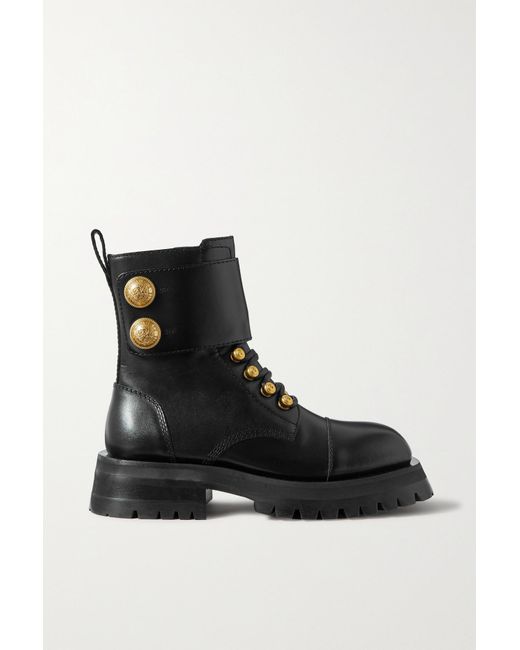 Balmain Ranger Embellished Leather Ankle Boots in Black | Lyst UK