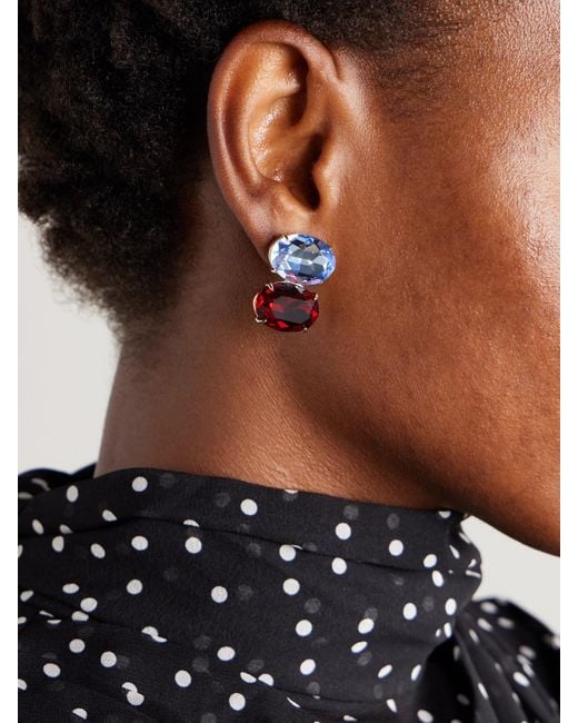 Carolina Herrera Blue Tone Crystal Earrings