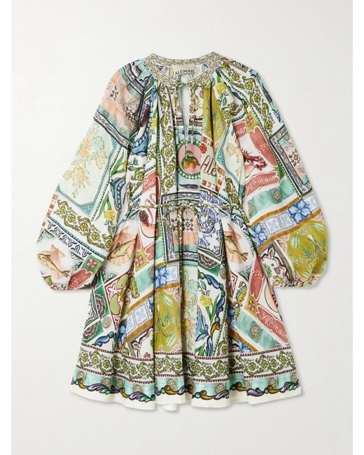 ALÉMAIS White Tommasina Printed Ramie Mini Dress