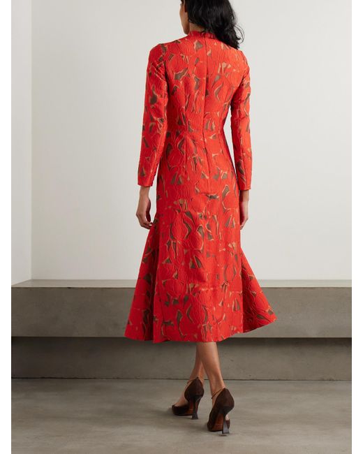 Emilia Wickstead Red Seneca Cutout Twill Midi Dress