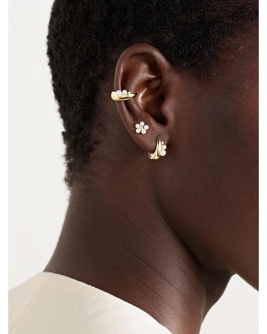Mizuki Natural 14-Karat, Pearl And Diamond Ear Cuff