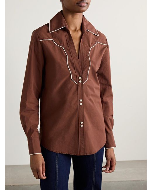 Johanna Ortiz Brown Hacia Puerto Cotton-Poplin Shirt