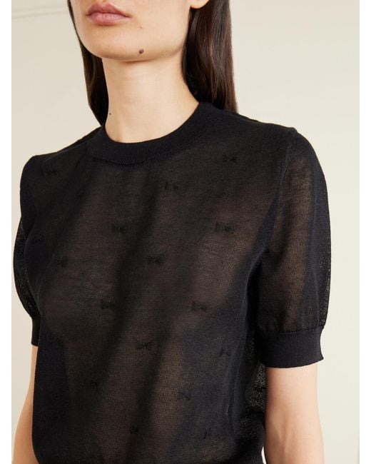 CECILIE BAHNSEN Black Cbfillo Embroidered Knitted Ramie Blouse
