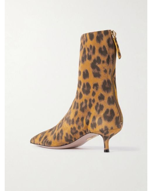 Aquazzura Brown Montmartre 50 Leopard-Print Suede Ankle Boots