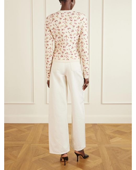 Magda Butrym Natural Floral-Print Wool, Silk And Cashmere-Blend Cardigan