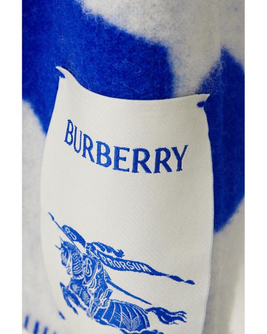 Burberry Blue Ekd Wool Blanket Cape